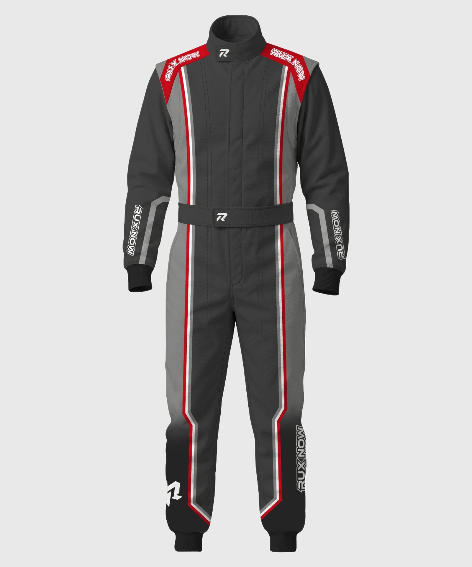 _optimized (8) Rux Level 2 Pro Kart Race Suit - Grey/Red - Image 1